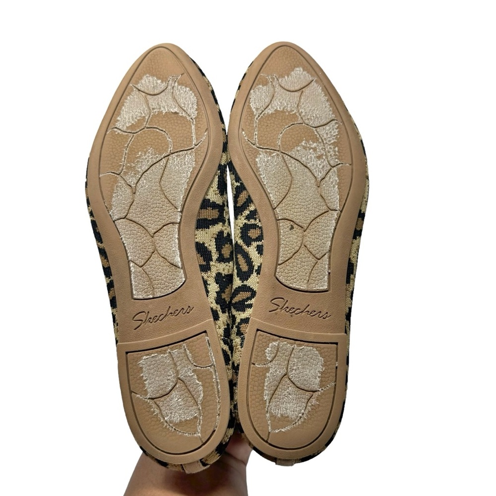 Skechers Cleo Claw Some Leopard Knit Ballet Flats Brown Tan Black Size 9.5 - Picture 9 of 11